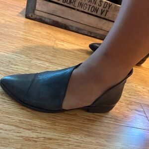 Free People Black Leather Slip-On Shoes